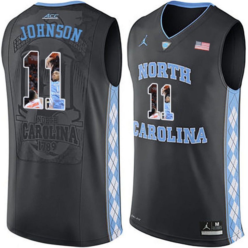 male north carolina tar heels black 11 brice johnson ncaa basketball jersey with player pictorial