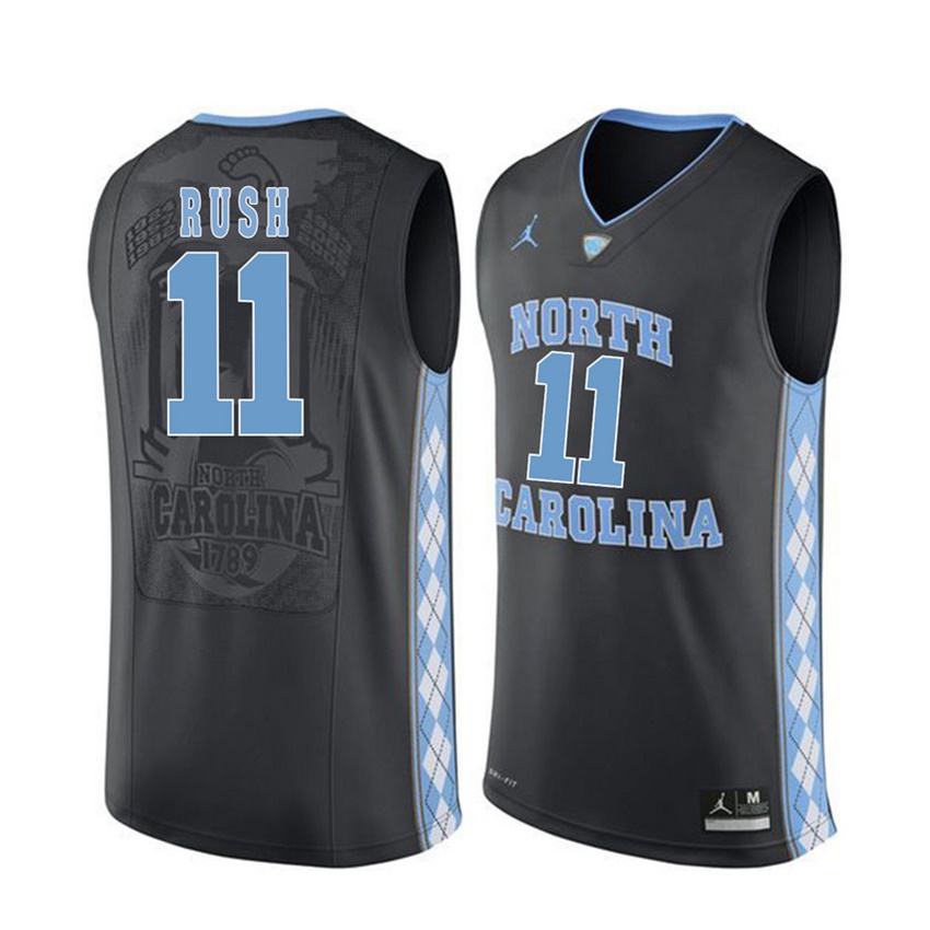 male north carolina tar heels black 11 shea rush jersey