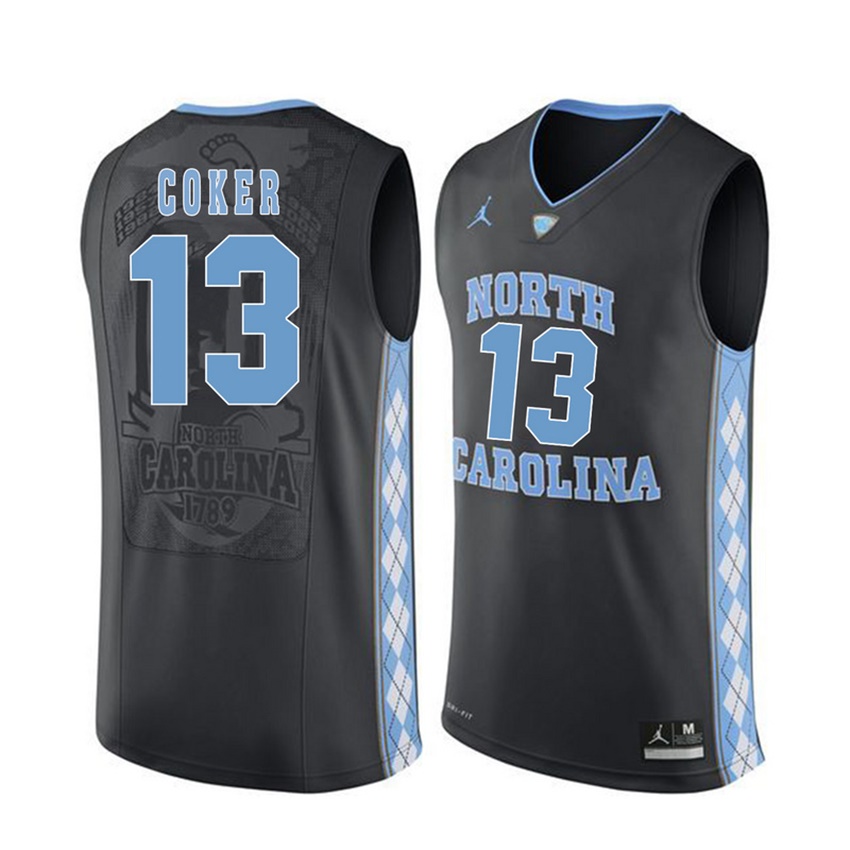 male north carolina tar heels black 13 kanler coker jersey
