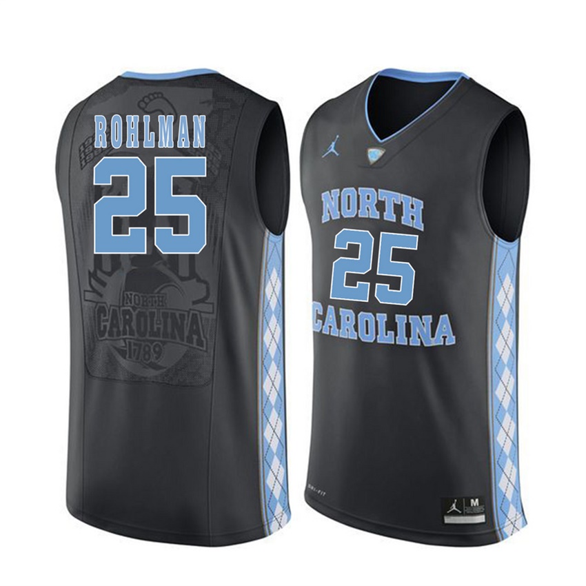 male north carolina tar heels black 25 aaron rohlman jersey