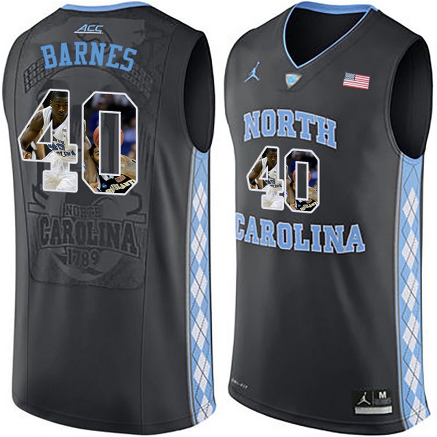 male north carolina tar heels black 40 harrison barnes ncaa basketball jersey with player pictorial