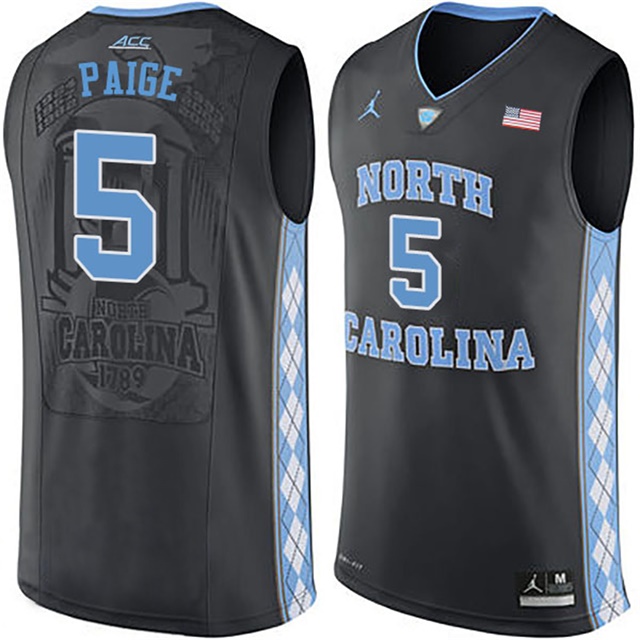 male north carolina tar heels black marcus paige college basketball jersey