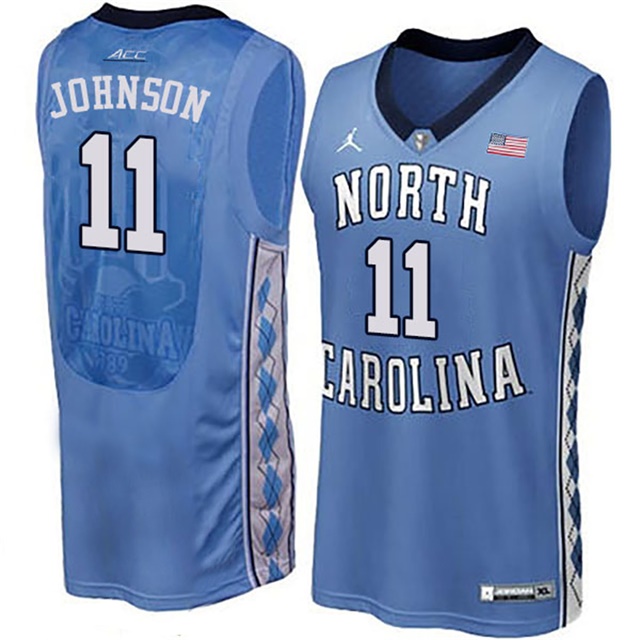 male north carolina tar heels blue brice johnson college basketball jersey