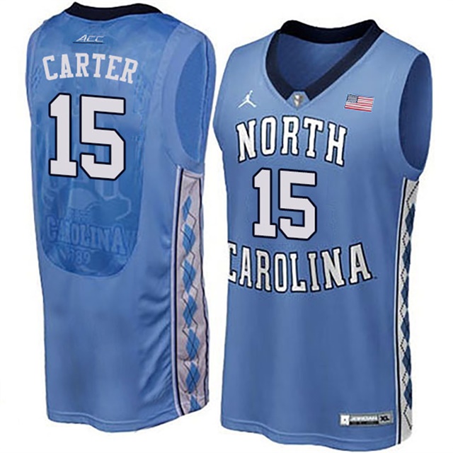 male north carolina tar heels blue vince carter college basketball jersey
