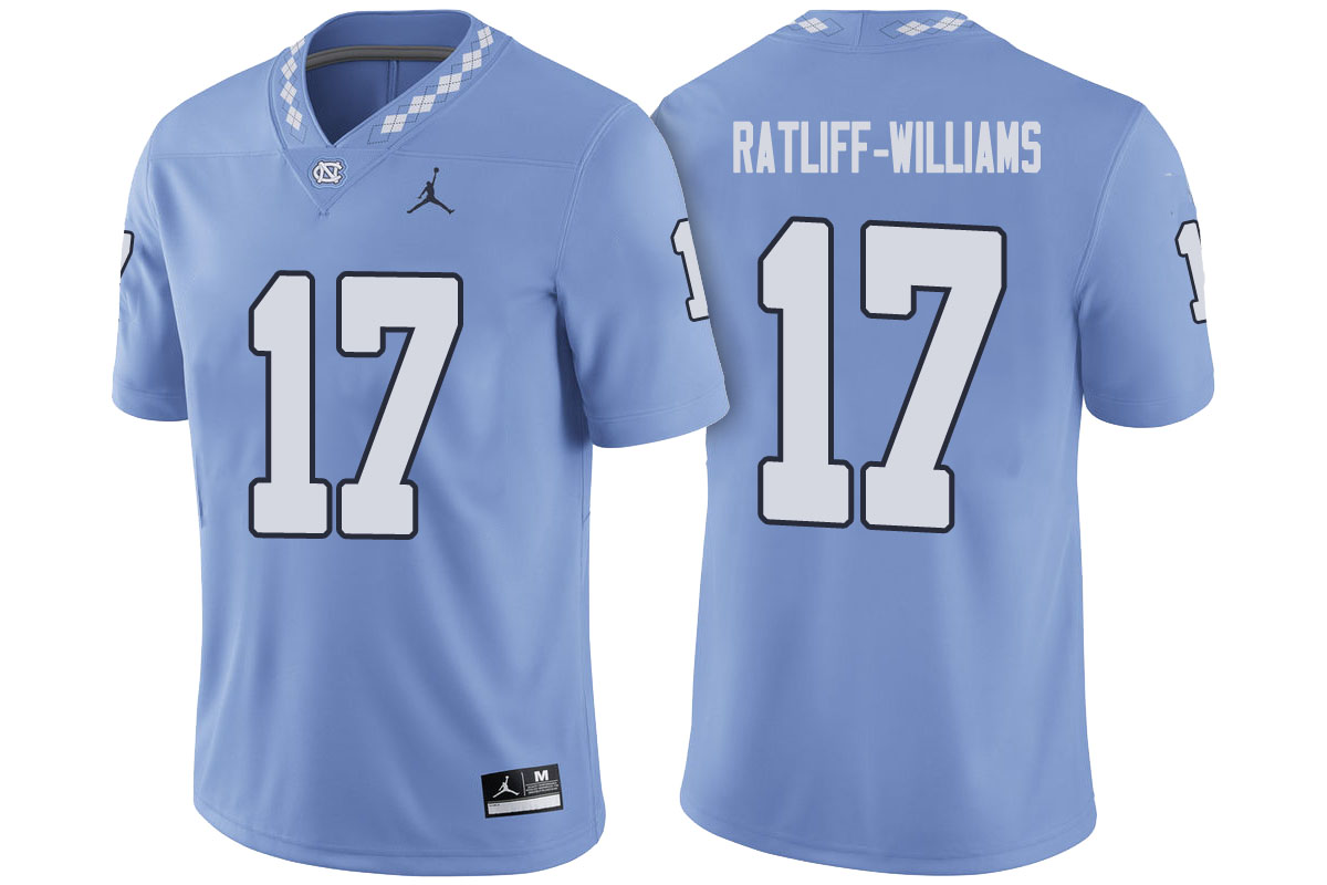 male north carolina tar heels carolina blue anthony ratliff williams 2017 player game football jersey