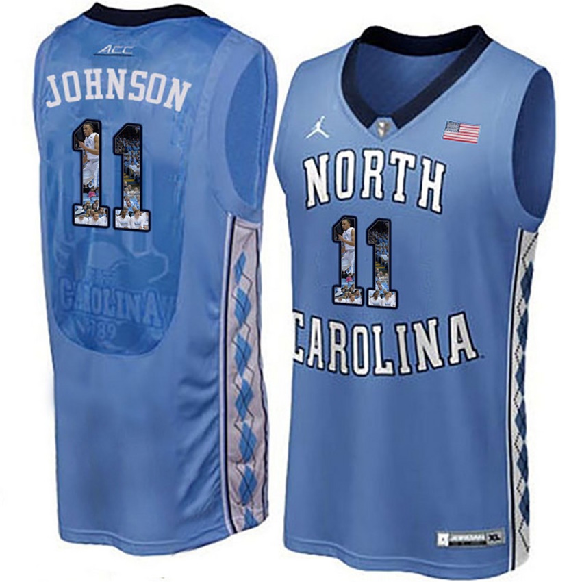 male north carolina tar heels royal 11 brice johnson ncaa basketball jersey with player pictorial