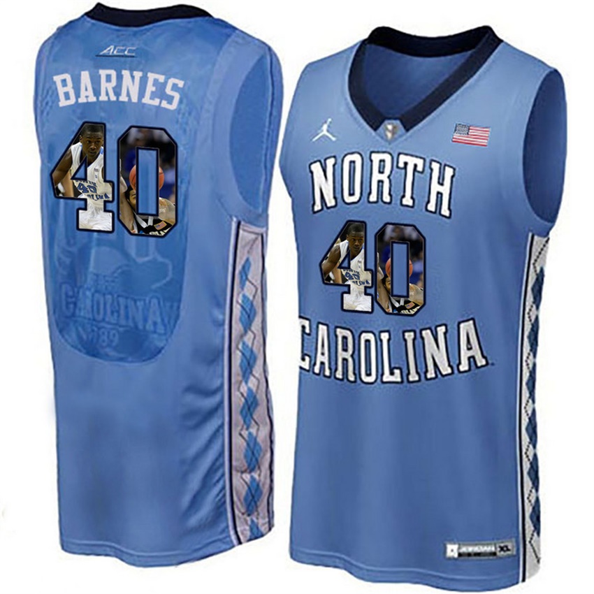 male north carolina tar heels royal 40 harrison barnes ncaa basketball jersey with player pictorial
