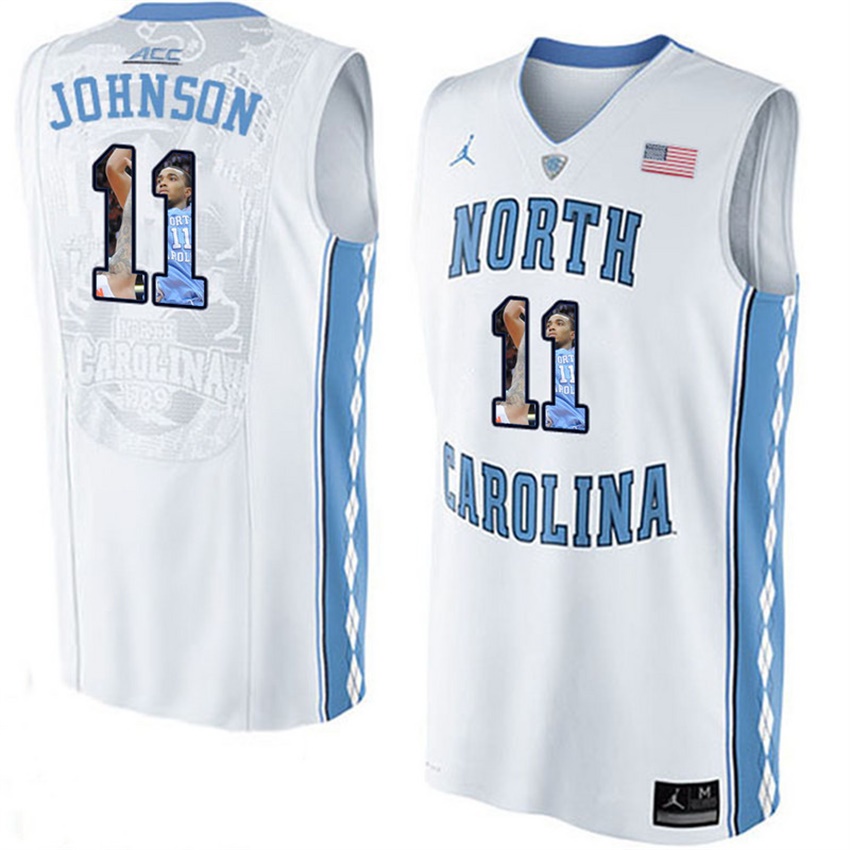 male north carolina tar heels white 11 brice johnson ncaa basketball jersey with player pictorial