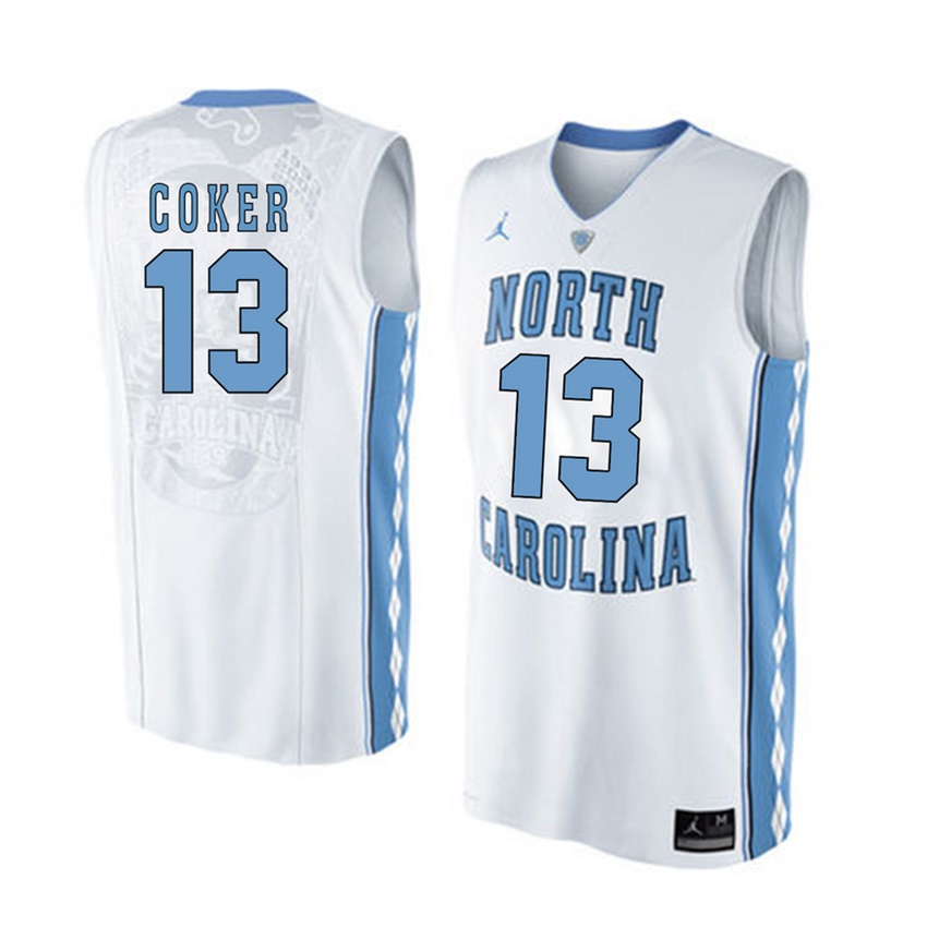 male north carolina tar heels white 13 kanler coker jersey