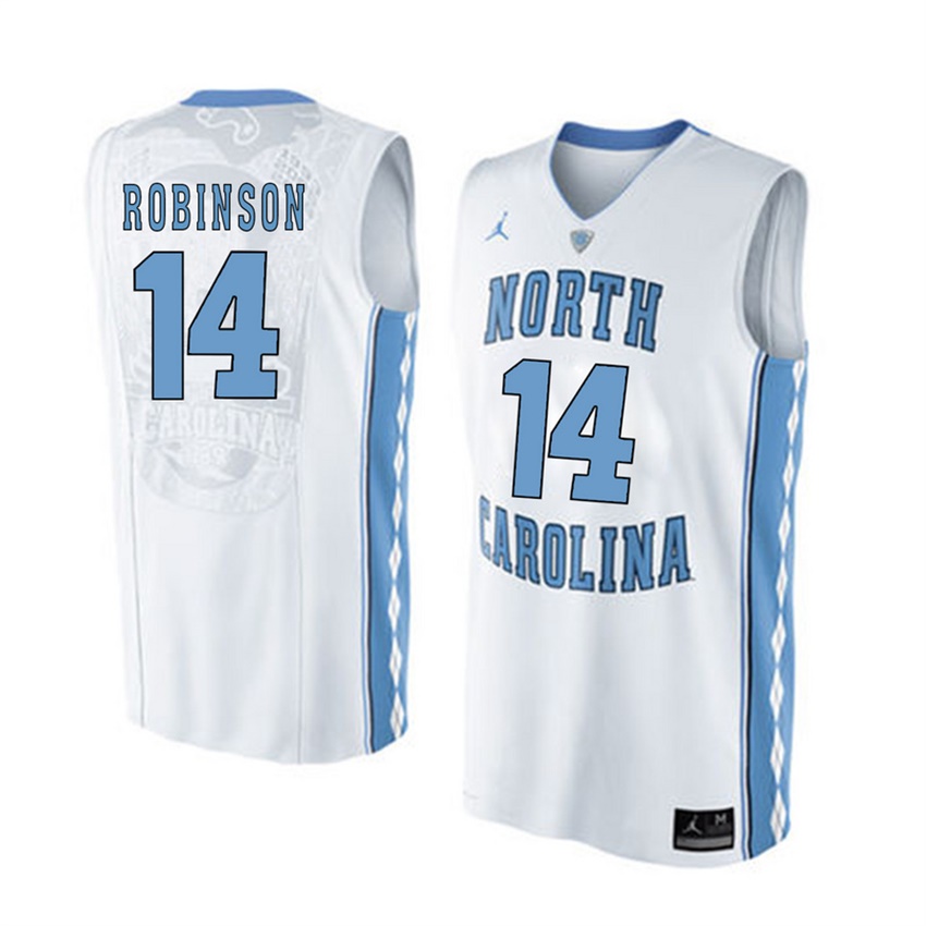male north carolina tar heels white 14 brandon robinson jersey