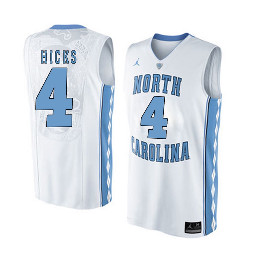 male north carolina tar heels white 4 isaiah hicks jersey