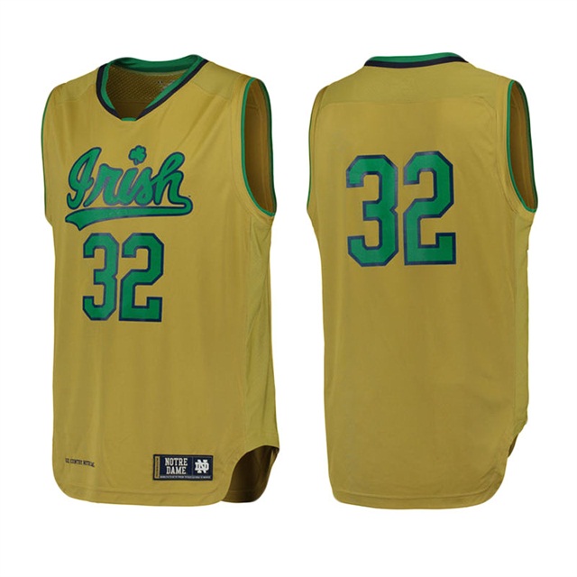 male notre dame fighting irish gold 32 performance basketball jersey