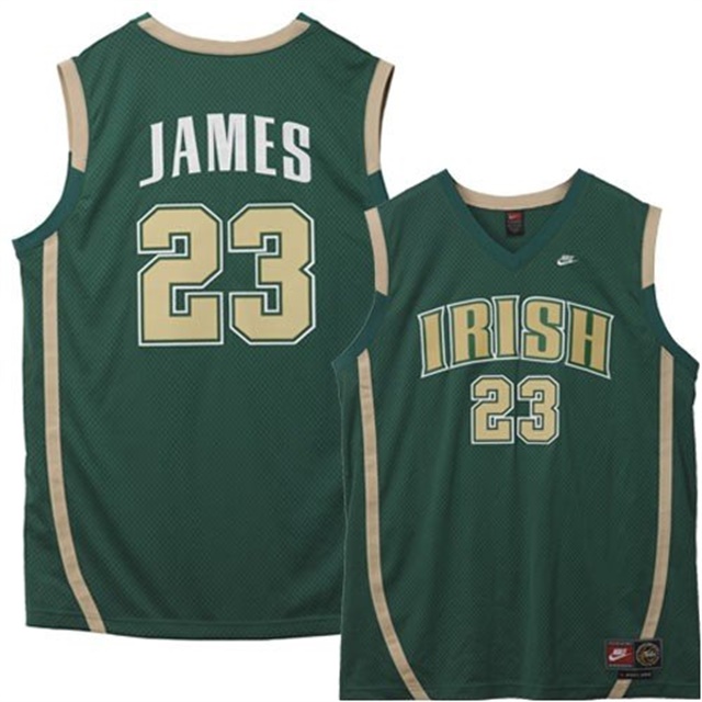 male notre dame fighting irish green lebron james college basketball jersey