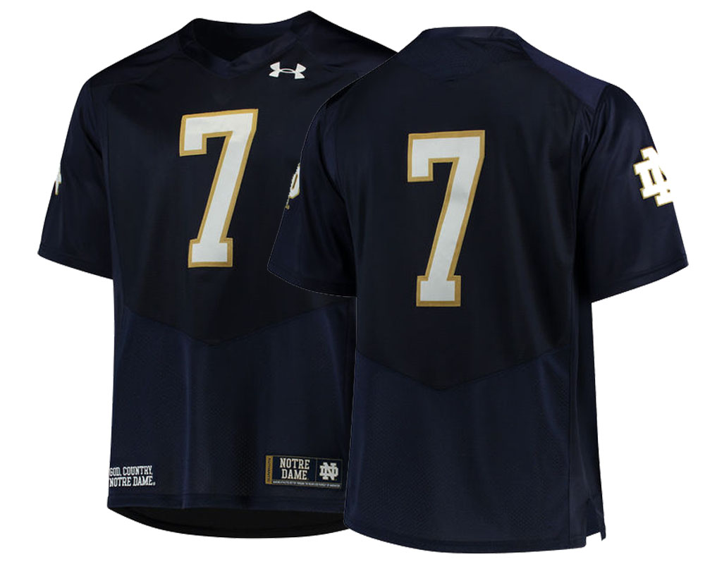 male notre dame fighting irish navy 7 college football performance jersey