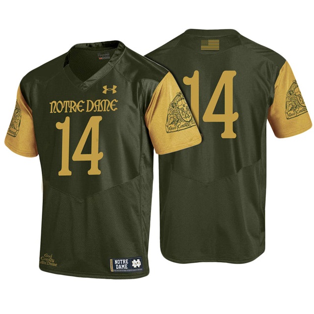 male notre dame fighting irish olive green 14 2016 shamrock series football jersey