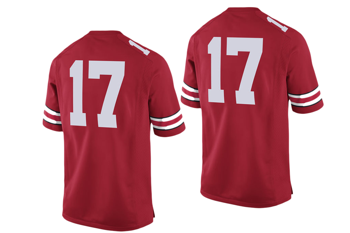 male ohio state buckeyes scarlet 17 college football game performance jersey