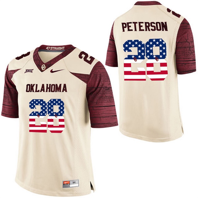 male oklahoma sooners 28 adrian peterson white college football limited jersey