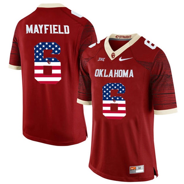male oklahoma sooners 6 baker mayfield crimson college football limited jersey