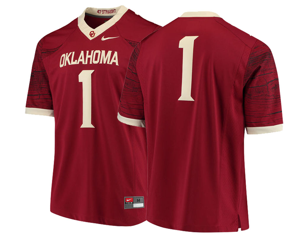 male oklahoma sooners crimson 1 college football limited jersey