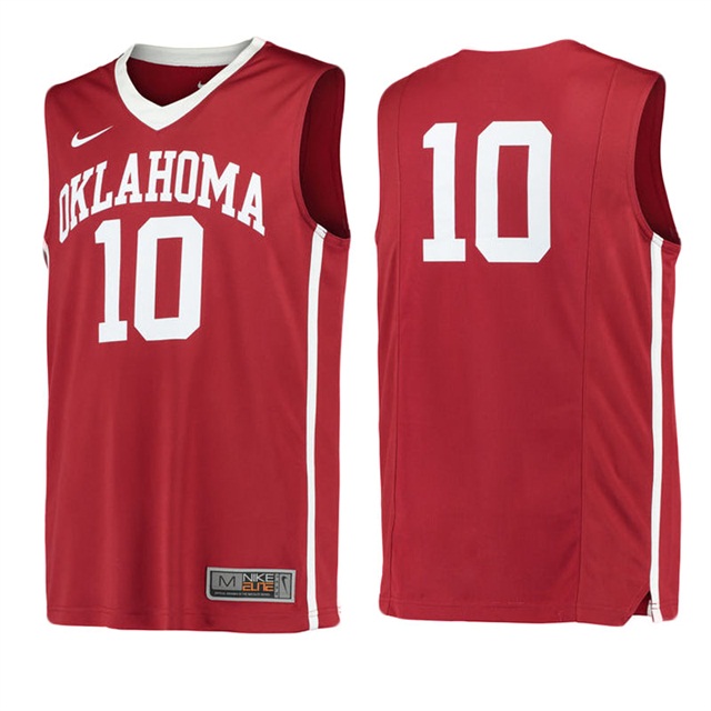 male oklahoma sooners crimson 10 performance basketball jersey