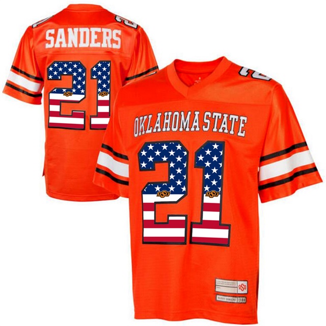 male oklahoma state cowboys 21 barry sanders orange college football throwback jersey