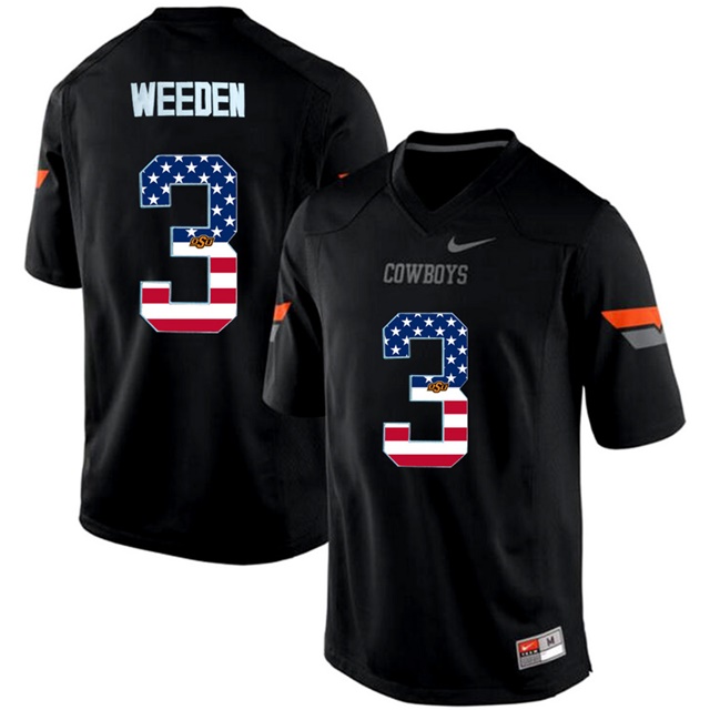 male oklahoma state cowboys 3 brandon weeden black pro combat ncaa football jersey