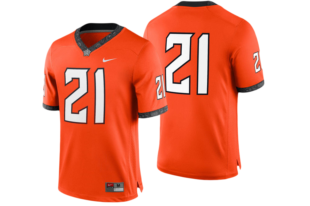male oklahoma state cowboys orange 21 college football game performance jersey