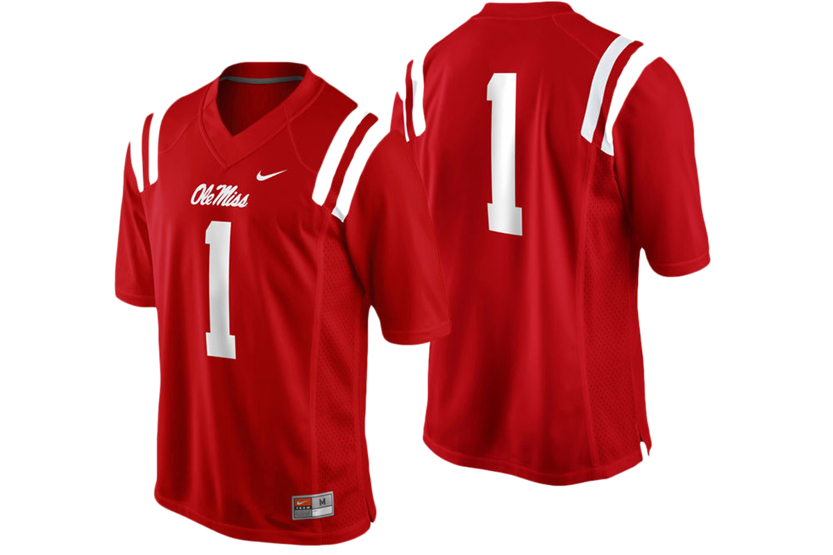 male ole miss rebels cardinal 1 college football game performance jersey