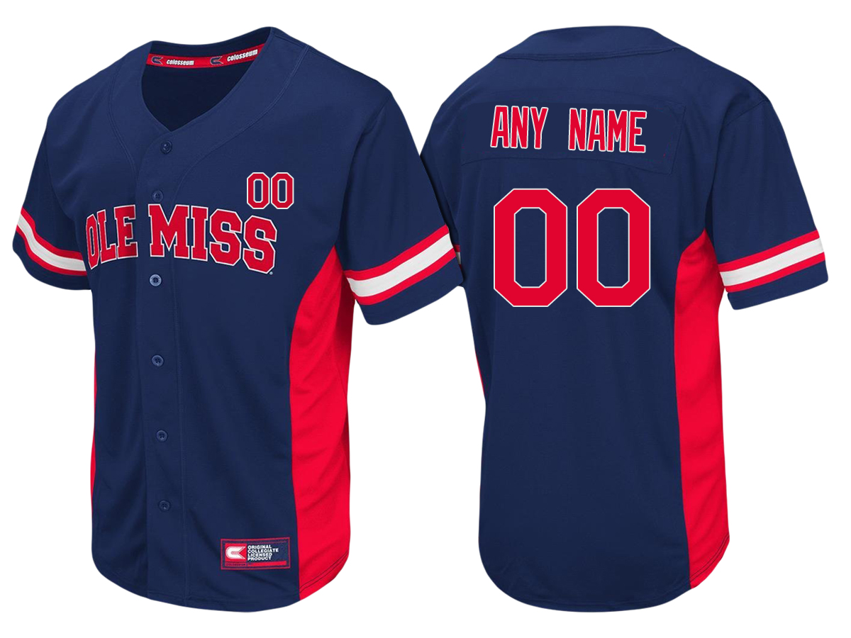 male ole miss rebels navy blue strike zone college baseball custom jersey