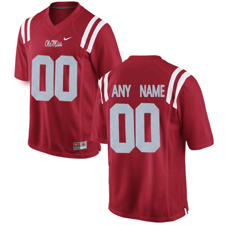 male ole miss rebels red college customized limited football jersey