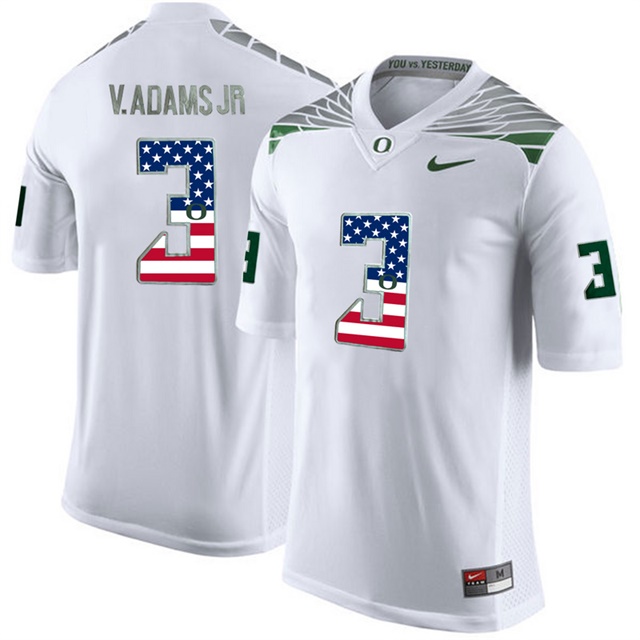 male oregon ducks 3 vernon adams jr white college football limited jersey