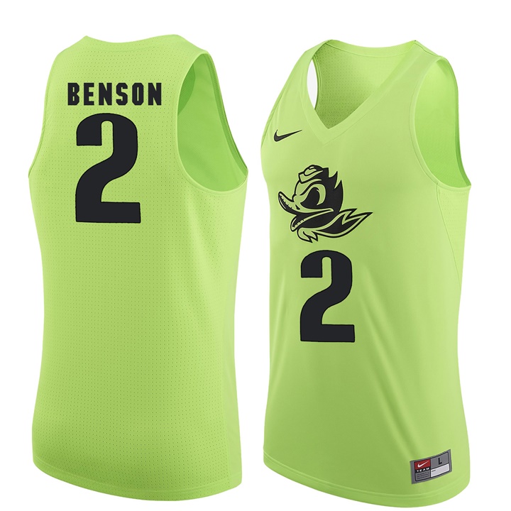 male oregon ducks apple green 2 casey benson ncaa basketball jersey