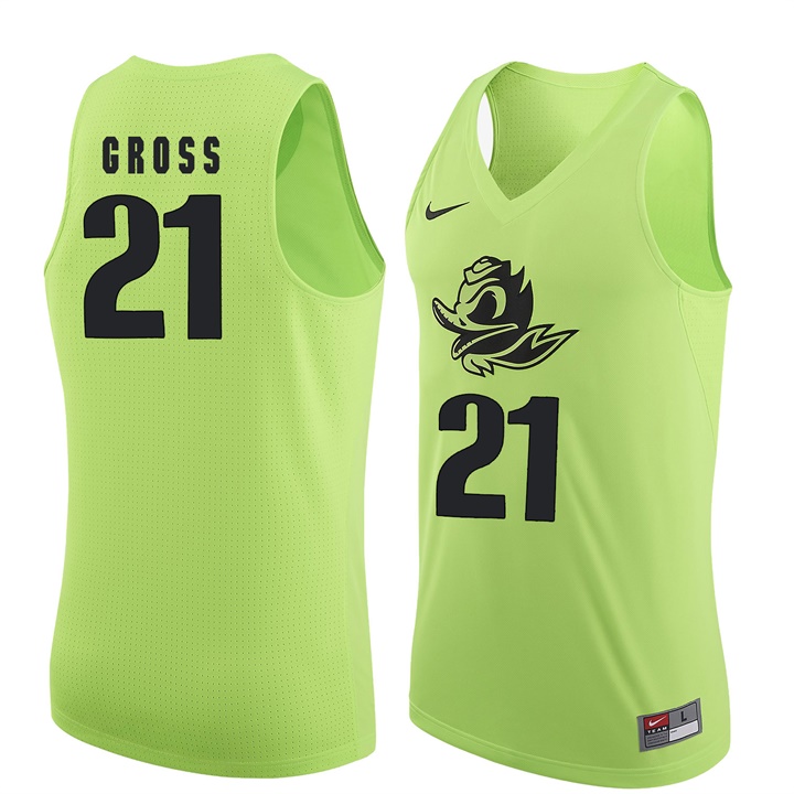 male oregon ducks apple green 21 evan gross ncaa basketball jersey