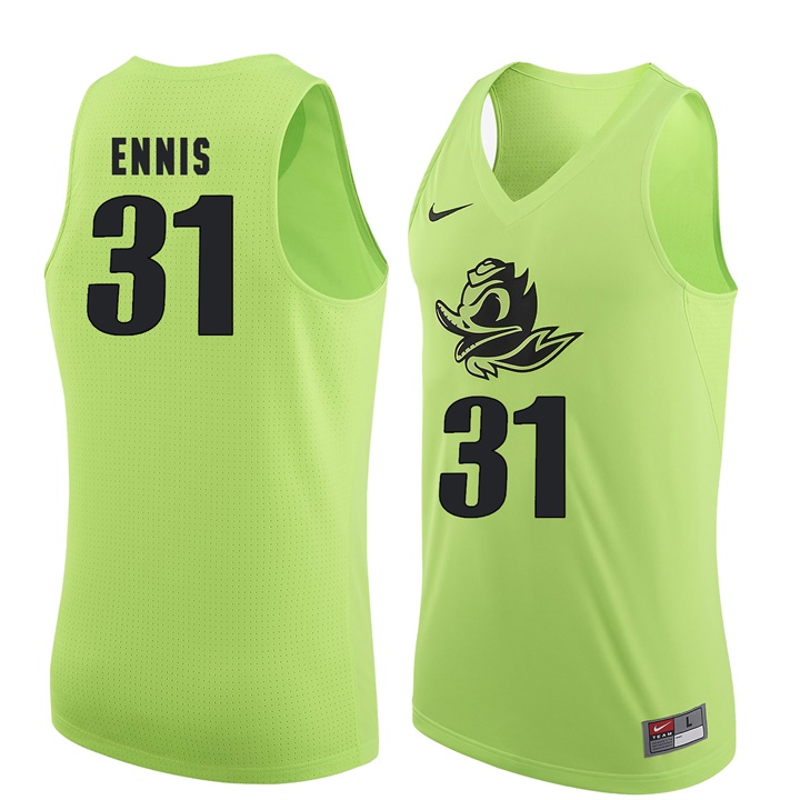 male oregon ducks apple green 31 dylan ennis ncaa basketball jersey