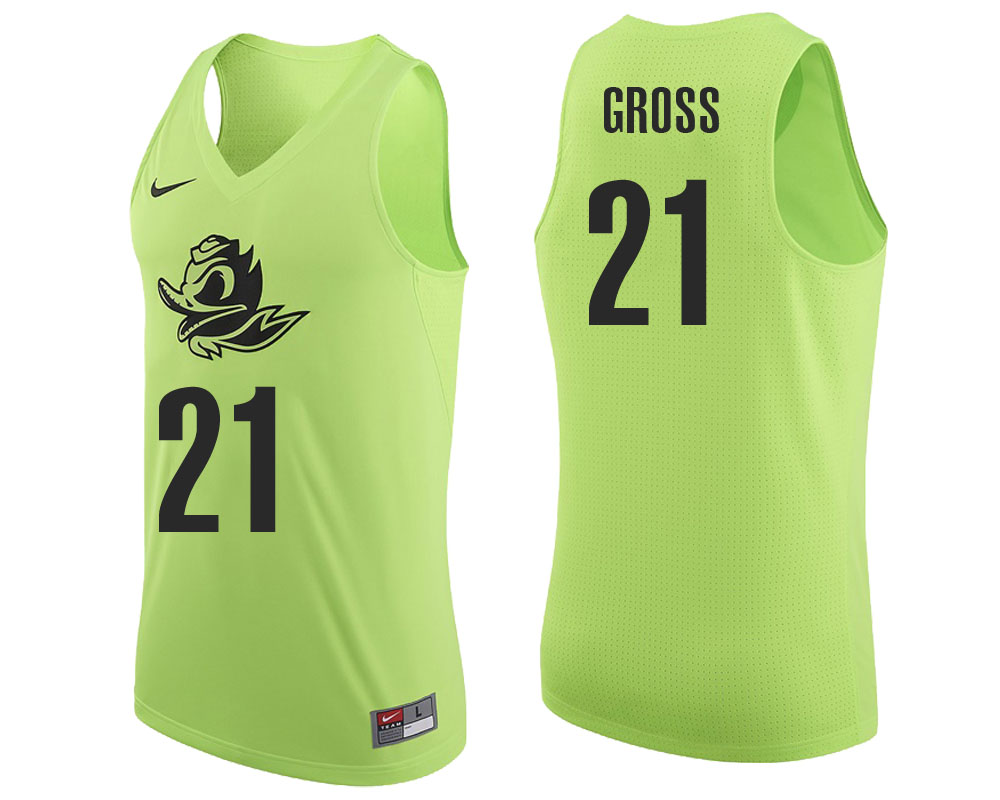 male oregon ducks apple green evan gross ncaa college basketball player tank top jersey
