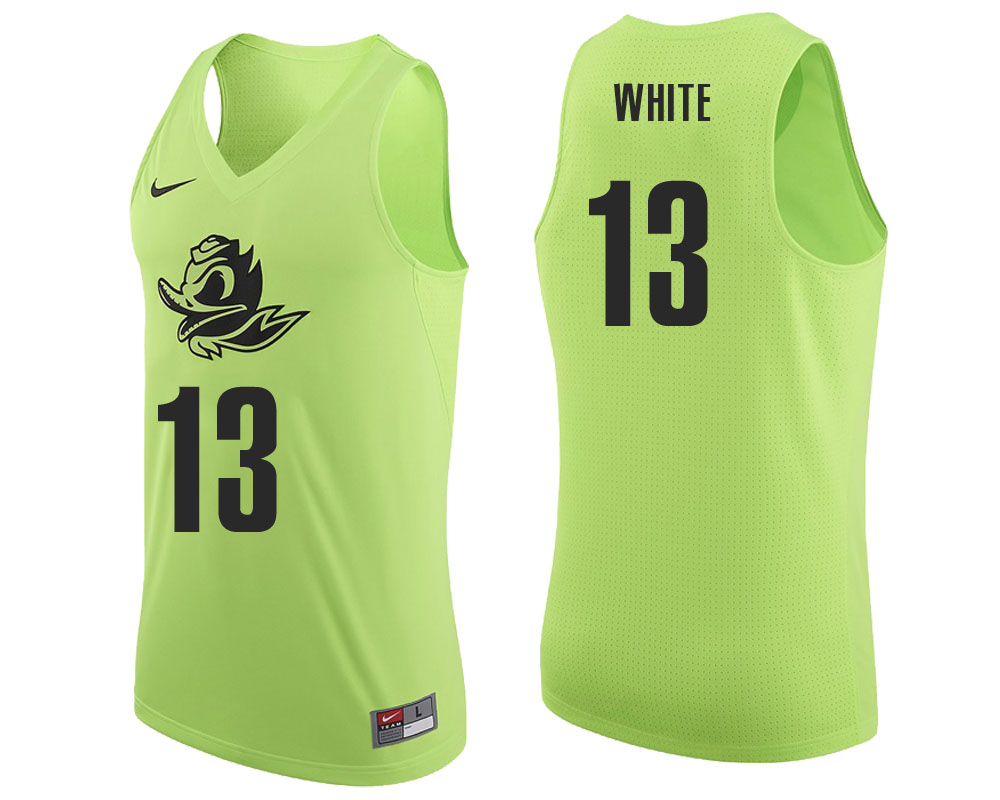 male oregon ducks apple green paul white ncaa college basketball player tank top jersey