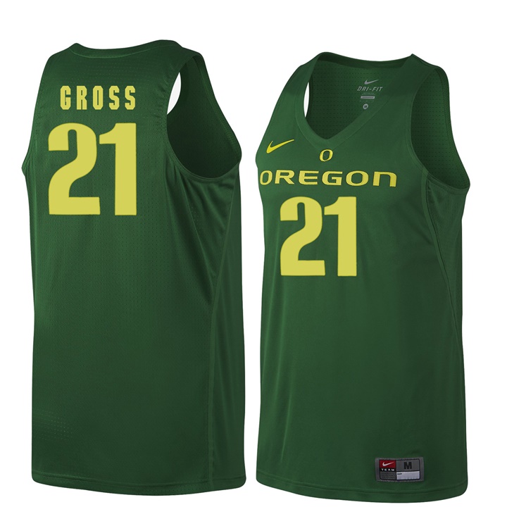male oregon ducks dark green 21 evan gross ncaa basketball jersey