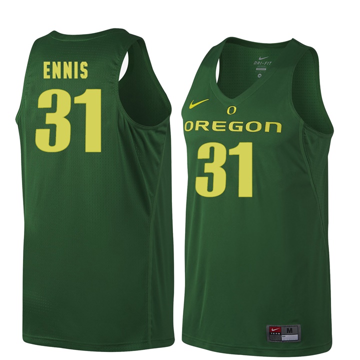 male oregon ducks dark green 31 dylan ennis ncaa basketball jersey