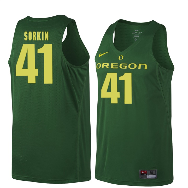 male oregon ducks dark green 41 roman sorkin ncaa basketball jersey