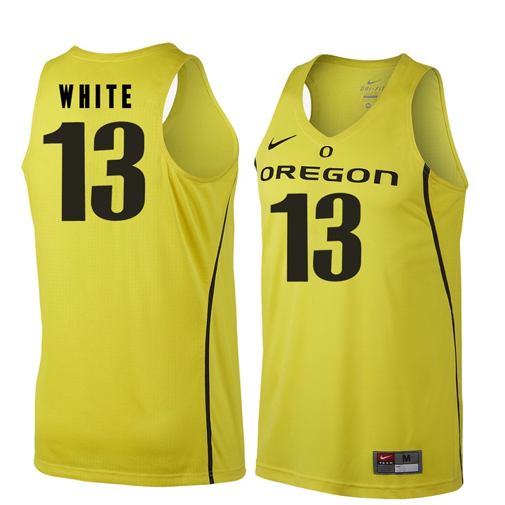 male oregon ducks gold 13 paul white ncaa basketball jersey