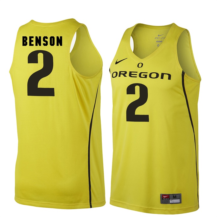 male oregon ducks gold 2 casey benson ncaa basketball jersey