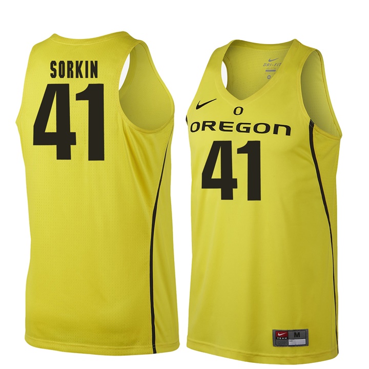 male oregon ducks gold 41 roman sorkin ncaa basketball jersey
