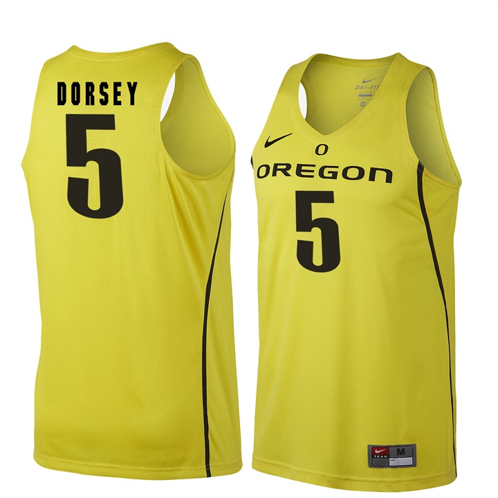 male oregon ducks gold 5 tyler dorsey ncaa basketball jersey
