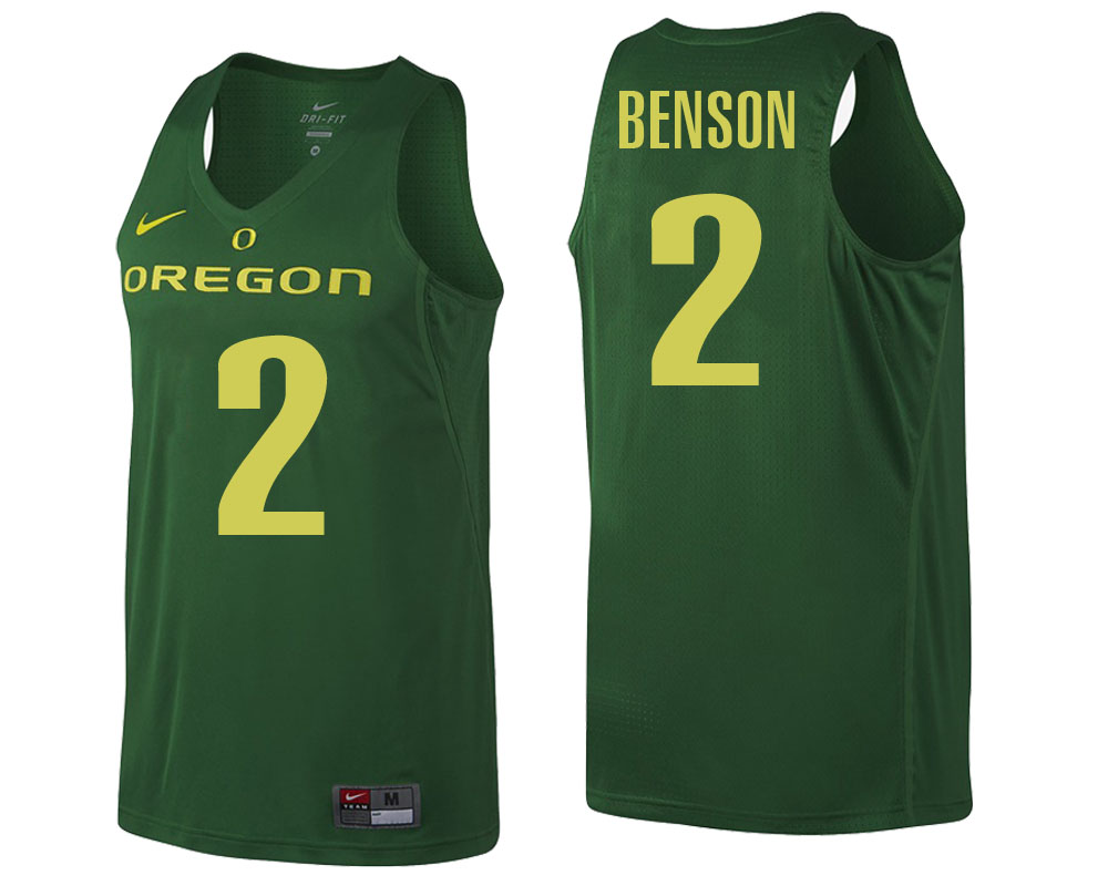 male oregon ducks green casey benson ncaa college basketball player tank top jersey