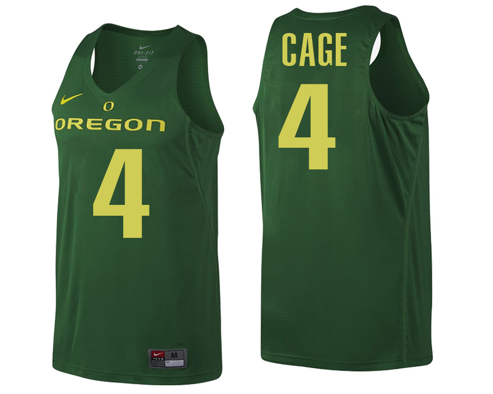 male oregon ducks green m.j. cage ncaa college basketball player tank top jersey