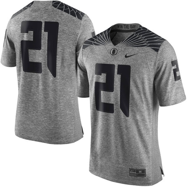 male oregon ducks heather gray 21 gridiron gray limited football jersey