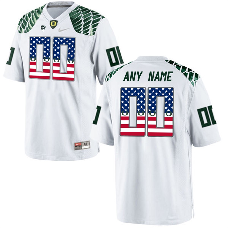 male oregon ducks white custom college football limited jersey