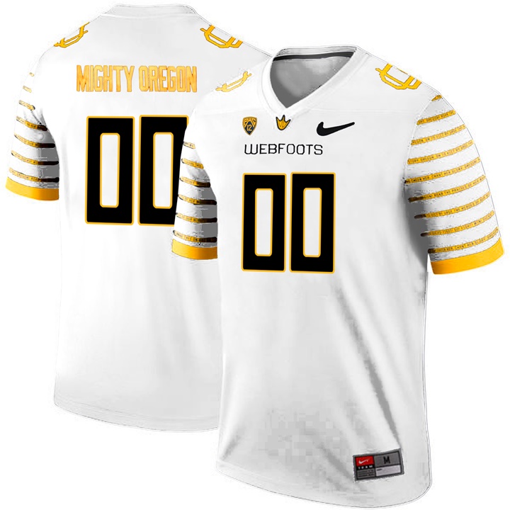 male oregon ducks white webfoot 100th rose bowl customized limited football jersey