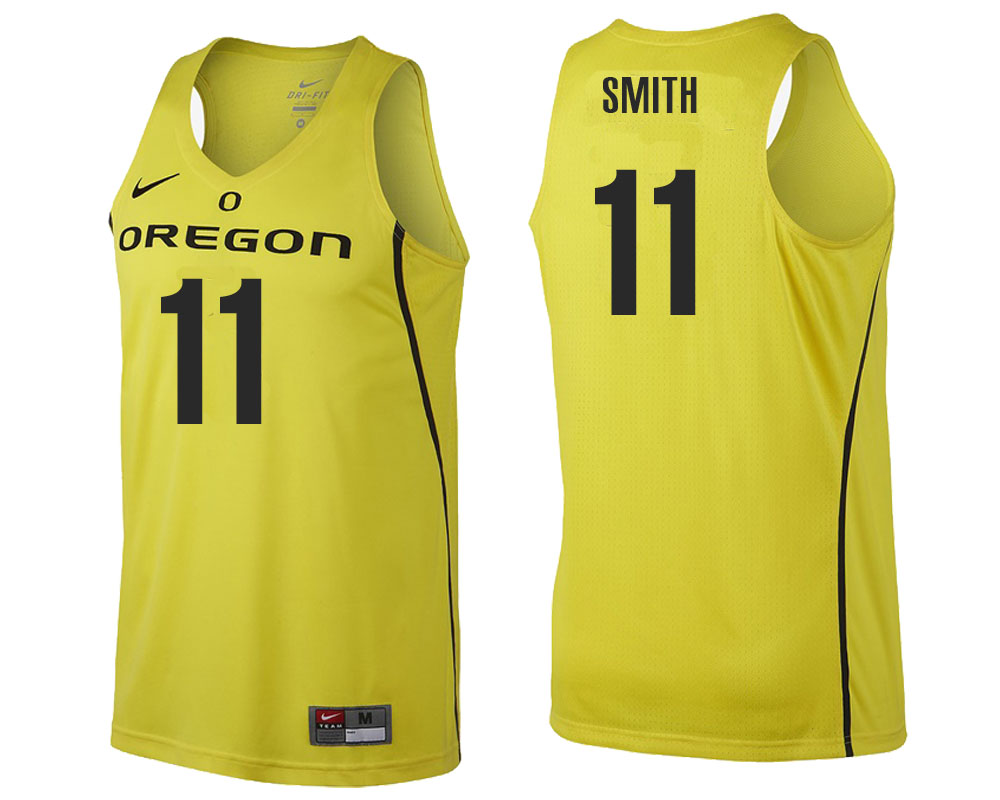 male oregon ducks yellow keith smith ncaa college basketball player tank top jersey