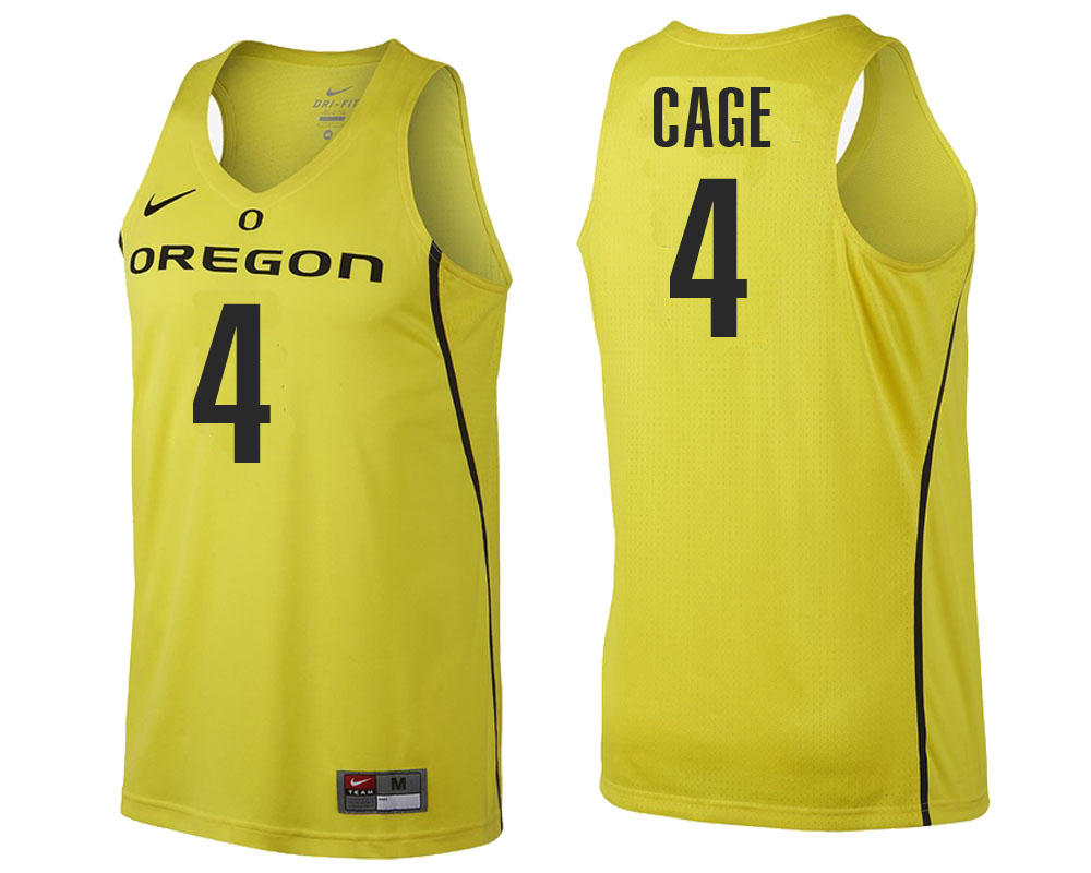 male oregon ducks yellow m.j. cage ncaa college basketball player tank top jersey